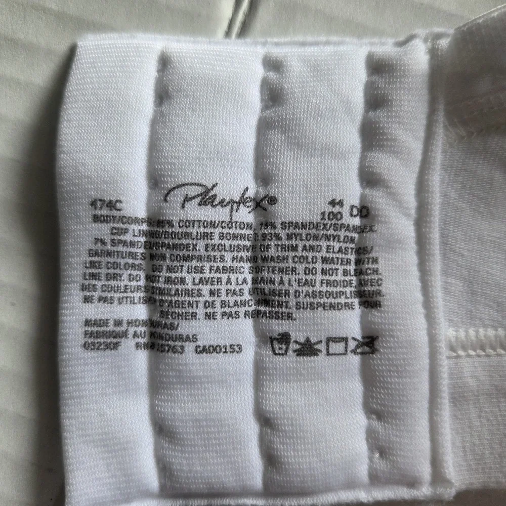 Playtex Womens Bra 44DD White 18 Hour‎ 474C Cotton Stretch Lift Support Wireless